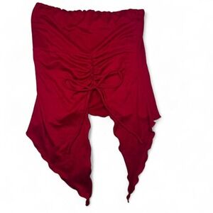 Just Polly NY Red Ruched Front Strapless Top Womens Medium Fairy Whimsigoth Y2K